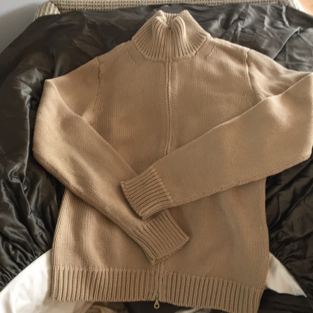 J Crew Cotton Funnelneck Zip-up Sweater